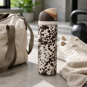 Owala 32oz Insulated Water Bottle, Leak Proof FreeSip Lid, Stainless Steel, BPA Free, Cow Print Aesthetic, Gym Travel Tumbler, Daily Use, Gift for Her