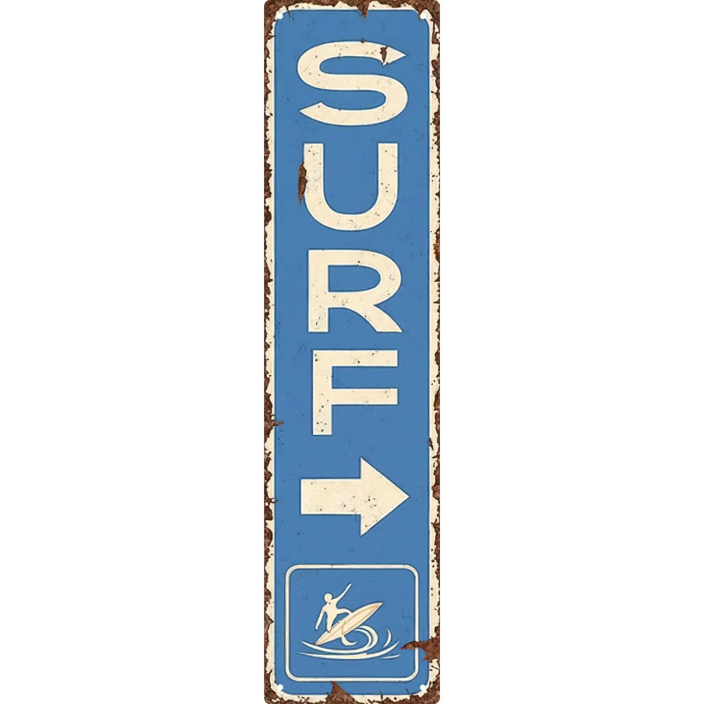Vintage Surf Beach Nautical Metal Tin Sign 4x16 in Durable Metal Wall Art for Home Bar Cafe & Outdoor Decor