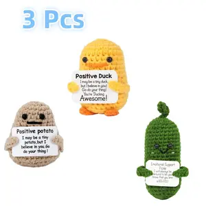 3 Pcs Crocheted Potato cucumber Doll Crochet Vegetable Handcrafted  Positive Life Knitting Stress Relief with Greeting Card Emotional Support