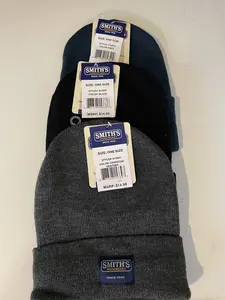 Smith’s Workwear 3-Pack Knit Beanie Set – Charcoal, Black & Navy | Heavy-Duty Winter Hat | One Size Fits All