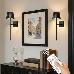 Touch Control LED Wall Light Set, USB Metal Wall Lamp with Remote, Dimmable, Timer, 3 Color Temperatures, Rechargeable Battery, Bedroom Living Room Hallway, Home Decor Lighting, Lighting Modes Adjustable, Adjustable Lights