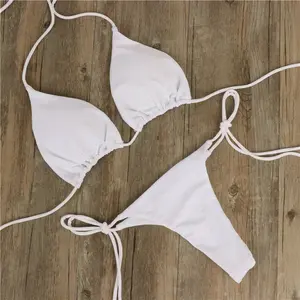,2026 New Triangle Thong Bikini Set – Padded Two-Piece Swimsuit (With Bonus Anklet Gift)