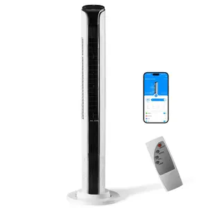 Winado TS-03RW 42Inch Oscillating Floor Tower Fan for indoors,3 Modes 3 Speeds,12H Timer, Quiet Bladeless Standing Fan for Cooling Home Bedroom Office with WIFI and LED display,Remote/touch control