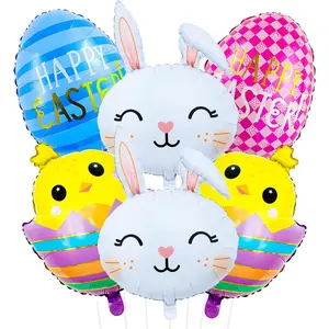 Easter Balloons Set Bunny Balloons Happy Easter Egg Foil Balloon with Chick &  Balloon Bouquet for Party Decorations,Spring Holiday Decor