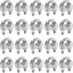 FUNSUEI 20 Pack 3/8 Inch Wire Rope Clamp, Heavy Duty Wire Rope Clip, M10 Stainless Steel Wire Cable Clamp