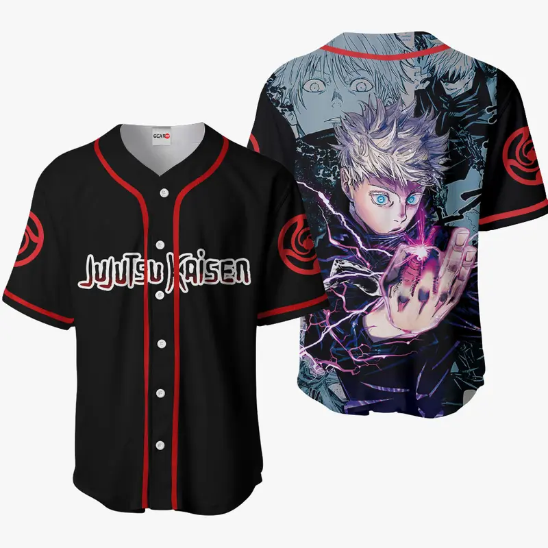 Satoru Gojo Anime Jujutsu Kaisen Otaku Cosplay Shirt Anime Baseball Jersey Sport Jersey Shirt Summer Gift For Him and For Her Gift For Baseball Fan Lover