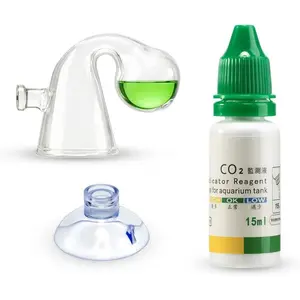 Glass Drop Checker Aquatic Test Monitor Kit for Fish Tank Planted Aquarium with Solution & Suction Cups