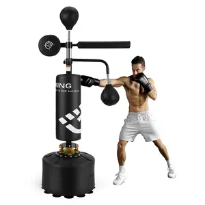 Garvee 5-in-1 Boxing Bag with Stand for Adults, Heavy Punching Bag Non-mounted with Relaxation Bar, Speed Bag and Striking Lens, Adjustable Height Kickboxing Bag