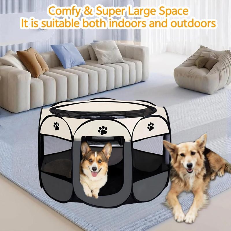Dog Cat Playpen, Puppy Pet Playpen Indoor for Small Dogs Tent Crates Cage Outdoor, Portable Pop Up Dog Kennel Playpen with Carrying Case for Dogs/Cats/Rabbits, Removable Zipper Top, kitty condo ，Grey