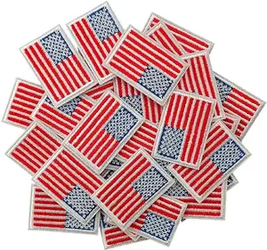 30Pcs Small American Flag Patches Patriotic Embroidered Iron-On US Flag Patch Appliques, Iron on or Sew on for Uniforms, Hats, Backpacks, Jackets, Pants, DIY Accessories-Gold
