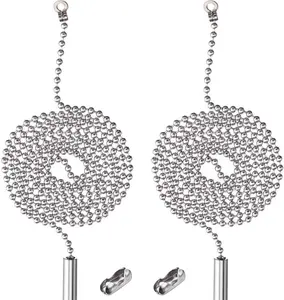 2 Pack Pull Chain String Extension with Connector for Ceiling Fan Light Fixture Light Bulb, 304 Stainless Steel Switch Chain Extender,1 Meter Length SUNIYUILD