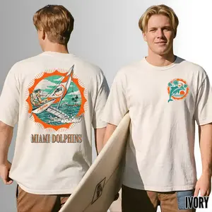 Vintage Miiiami Dol Graphic Tee, Retro Football Fan Shirt, 90s Aesthetic Beach Vibes T-Shirt, Unisex Oversized Sportswear, Premium Ivory Heavyweight Cotton Top Classic