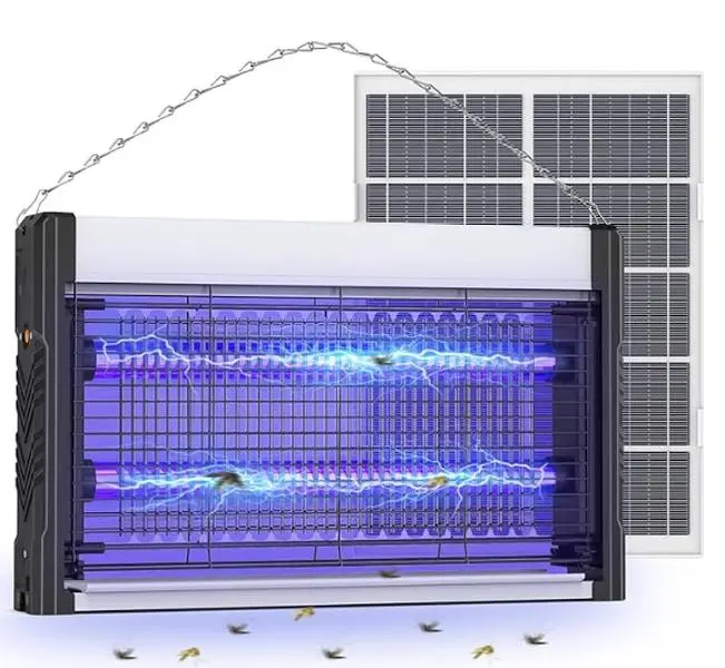 Solar Bug Zapper Outdoor, USB Rechargeable UV MosquitoZapper, 6W Solar Panel Fly Zapper, 4000V Indoor ElectricBug Zapper for Outdoor, Patio, Backyard, Balcony