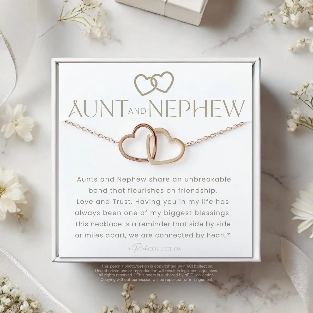 Aunt Nephew Necklace Gift Meaningful Linked Hearts Jewelry Gift for Aunt from Nephew Aunt Necklace Aunt Jewelry Gift To Aunt from Nephew