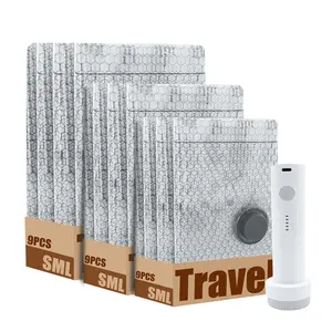 Travel vacuum sealed bag with portable air pump,18/27 pieces, Space saving bags, Compression storage bags, suitable for clothes, luggage and suitcases, perfect for cruise travel, Valentine's Day gift