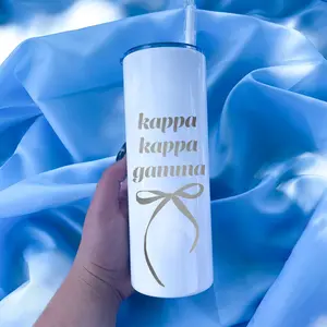 Kappa Kappa Gamma Coquette Bow Tumbler with Straw- White