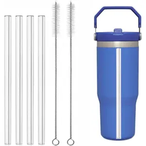 Replacement Straw Compatible with Stanley Iceflow 30oz Flip Tumbler, Reusable Clear Drinking Straws with Straw Cleaner Brush (Fit Iceflow Original Lid,Not fit for Stanley Iceflow 2.0 30oz Cups)