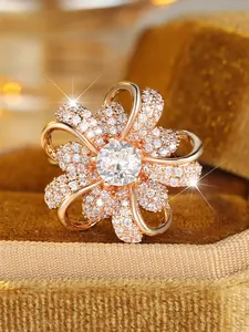Luxury Flower Ring - Fashion Engagement Rings for Women & Girls, Synthetic Zirconia Inlay Stackable Rings, Perfect for Weddings & Daily Wear Valentine's Day Gift
