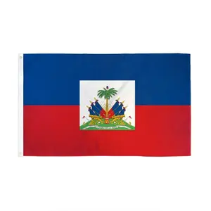 Haitian flag| 3x5ft| Polyester print - Suitable for indoor/outdoor use, vibrant colors, brass buttonholes, premium polyester fabric, polyester is more durable