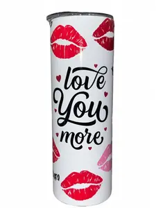 Love You More - Red Lips - XOXO - VDay Valentines Day - 20oz Skinny Straight Sublimation Tumbler - Amy's Tumbler Junkies - Your Favorite Tumbler Shop!