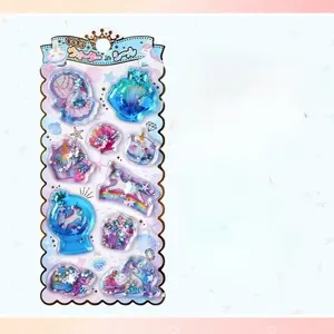3D Multicolor Water-Filled Shaky Sticker, Cute Unicorn Animal Puzzle DIY Craft Decorative Stickers, Phone Stickers for Creative Fun