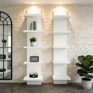 Modern Floating Shelves Set of 5, Vertical Wall Display for Stylish Home Decor, Multi-Tier Bookshelf & Storage Rack for Living Room, Office, Dorm