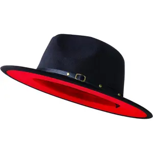 Wide Brim Fedora Hats for Women Men Two Tone Dress Hat Felt Panama Hat in Two Audlt Size