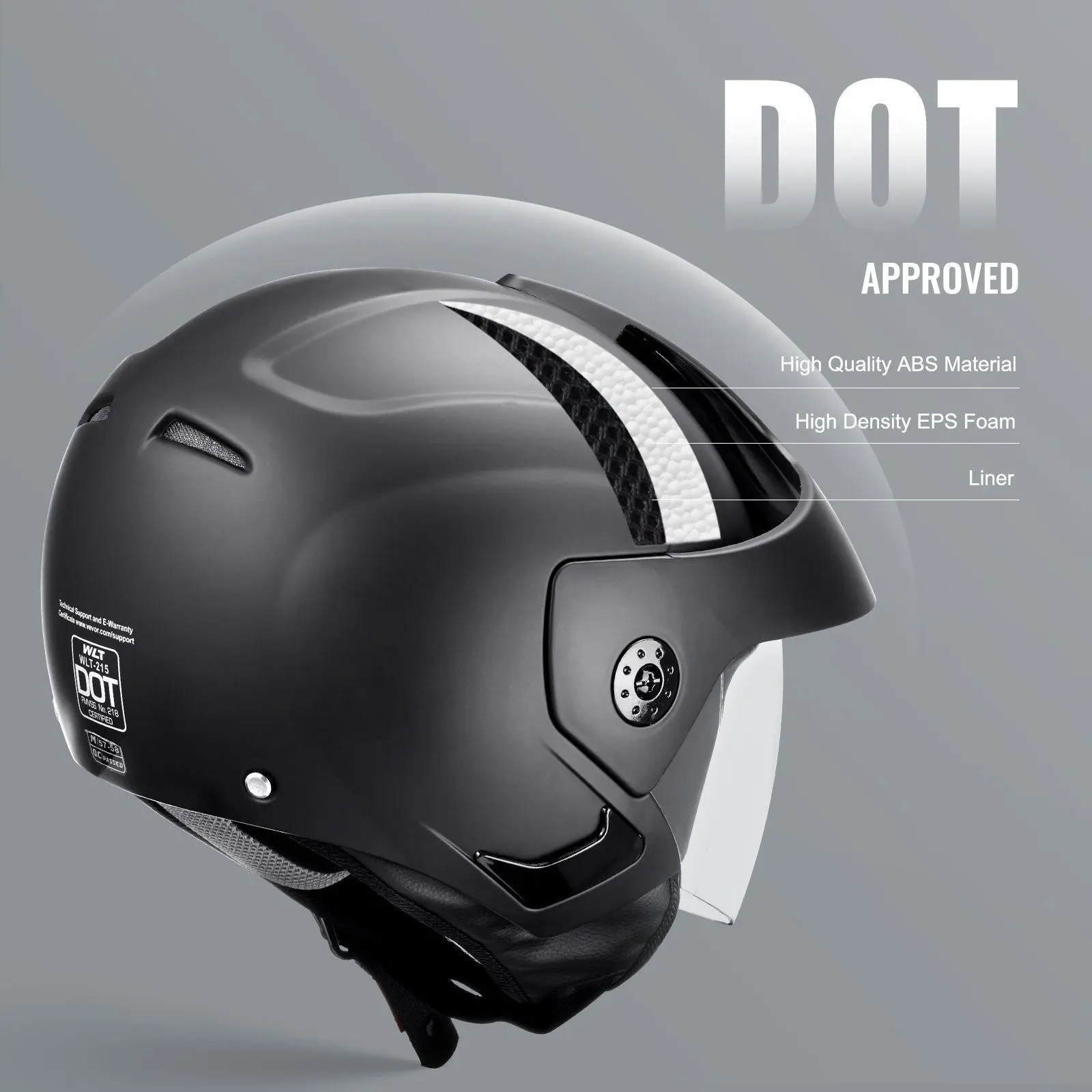 VEVOR 3/4-Face Motorcycle Helmet Motocross Helmet with Bluetooth Slot -  TikTok Shop