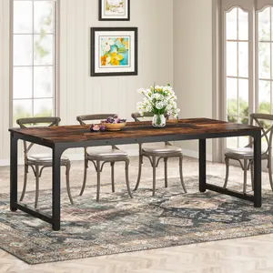 Tribesigns Industrial Dining Table for 8 People 78.7 Inch Large Kitchen Table for Dining Room