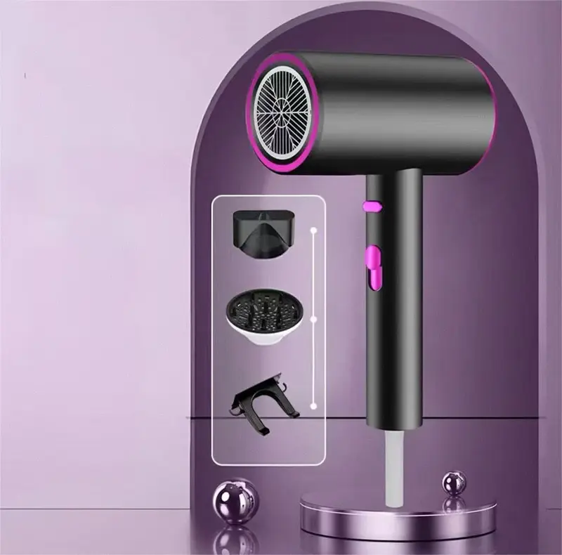 Hair Dryer for Women and Men  Portable Ionic Hairdryer Travel Blow Dryer with Diffuser Nozzle Small Lightweight and Quiet Fast Drying as Salon No Heat Damage