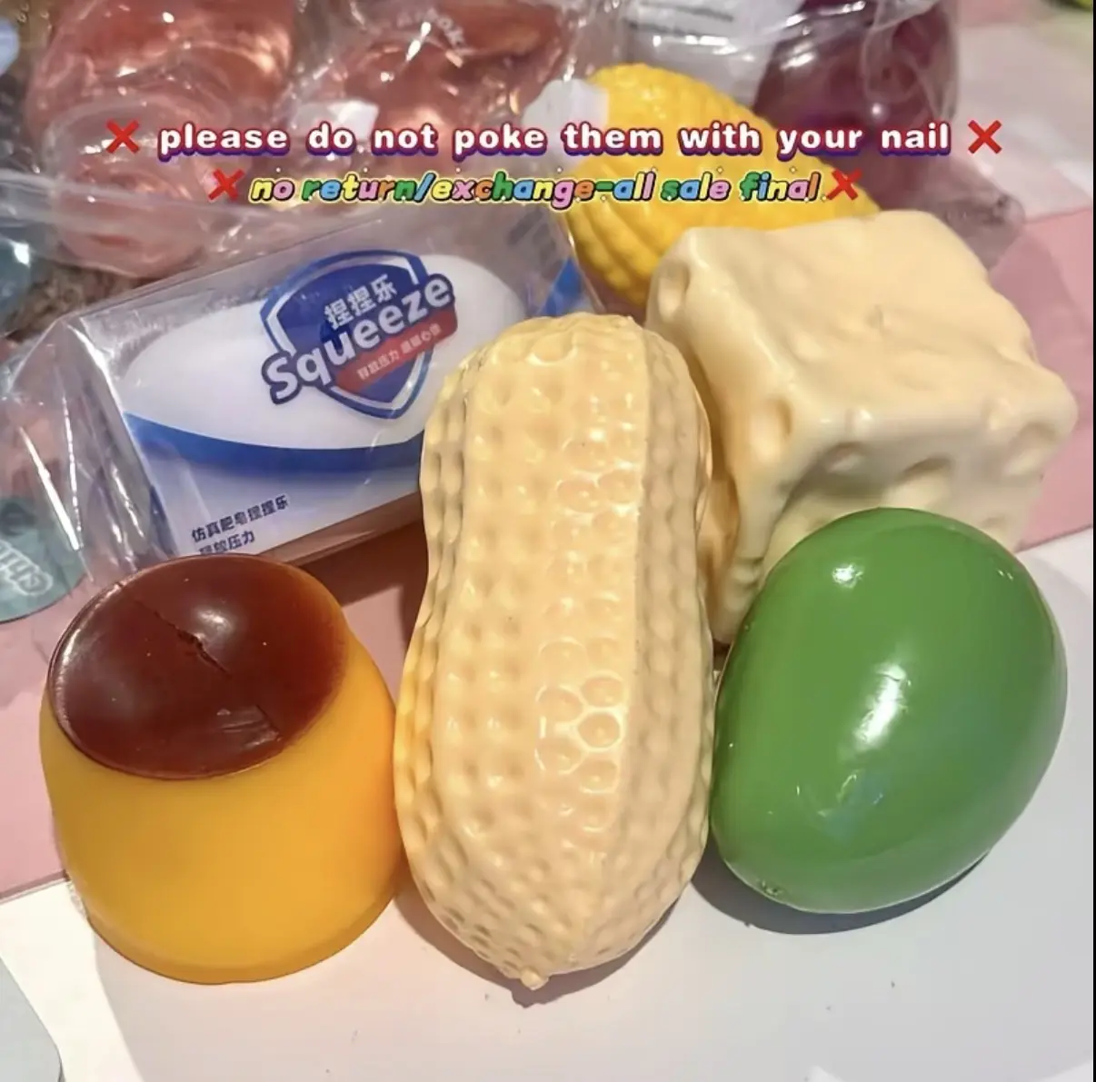 Soap Crunchy US Local 88Squishy Cheese Mango Corn Crunchy All Sales Final No Return Squishy Peanut Stress Relief Ball Fidget Toy Crunchy Squeeze Ball Round Blocks Filled ASMR Anti Stress Toys for Adults Sensory Fidget Gift