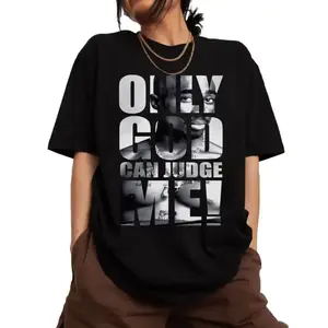 FEEGO Summer T-Shirts Only God Can Judge Me Tee, 90s Hip Hop Aesthetic Shirt, Retro Rapper Graphic Tee, Casual Loose Summer Top Graphic Tees world tshirts