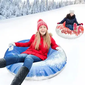 PVC thickened snow tube with handles, inflatable snow sled with leak-proof tube, suitable for outdoor winter family activities, adult Christmas tube sledding and skiing accessories