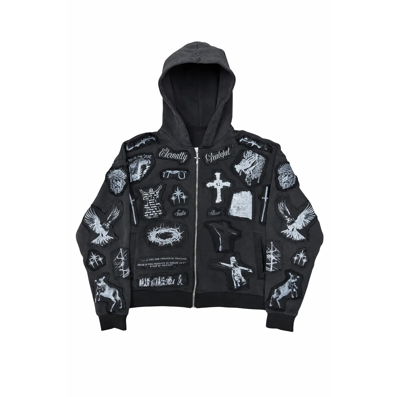 Eternally Grateful Patchwork Hoodie