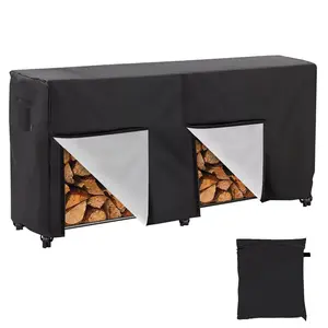 HOMEYA Firewood Rack Cover 8FT, Heavy Duty Wood Racks Outdoor for Firewood Storage, Waterproof Outdoor Wood Holder with PVC Coating, Weather Resistant Log Rack Cover with Quick Release Magic Sticker Organiser Wooden