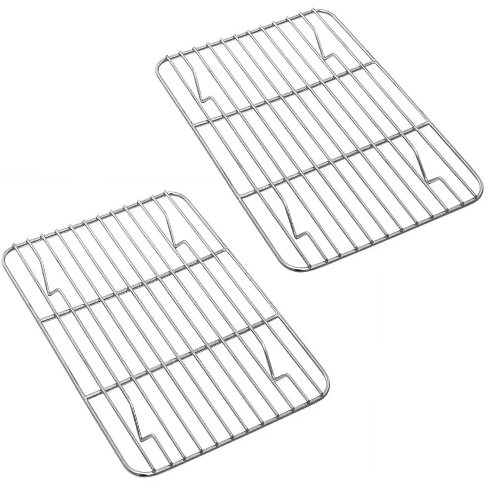 Cooling Baking Rack Pack of 2, Stainless Steel Cooling Racks for Cooking Baking Roasting Grilling Drying, Dense Wires & Smooth Edge, Easy to clean, Silver, 8.6" x 6.2"