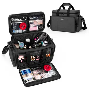 BAFASO Large Makeup Bag Cosmetic Bag with Removable Dividers, Travel Makeup Case Holds Cosmetics and Hair Supplies