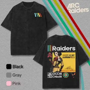 ARC Raiders Fan Art Gamer Extraction Shooter Vintage Washed Oversize Unisex Tee, unisex heavyweight cotton t-shirt washed Casual Menswear