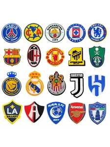 20pcs Cartoon Uefa Crest PVC Charms, DIY Shoe Buckle Decorations, Classic Sandals, Football Fan Gifts, Christmas Party Birthday Presents, Footwear