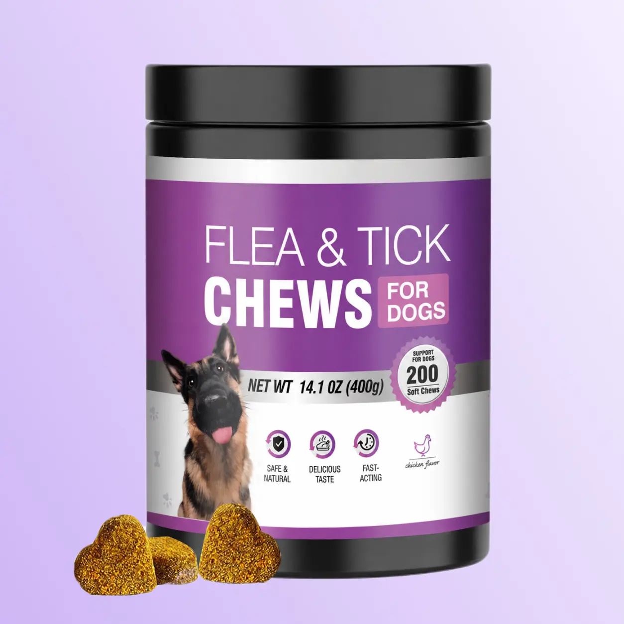 TTLXR Natural 5-in-1 Multi-Protection Dog Flea & Tick Control Soft Chews - Easy Admin, Chicken Flavor Bulk Pack Supplement, 200ct