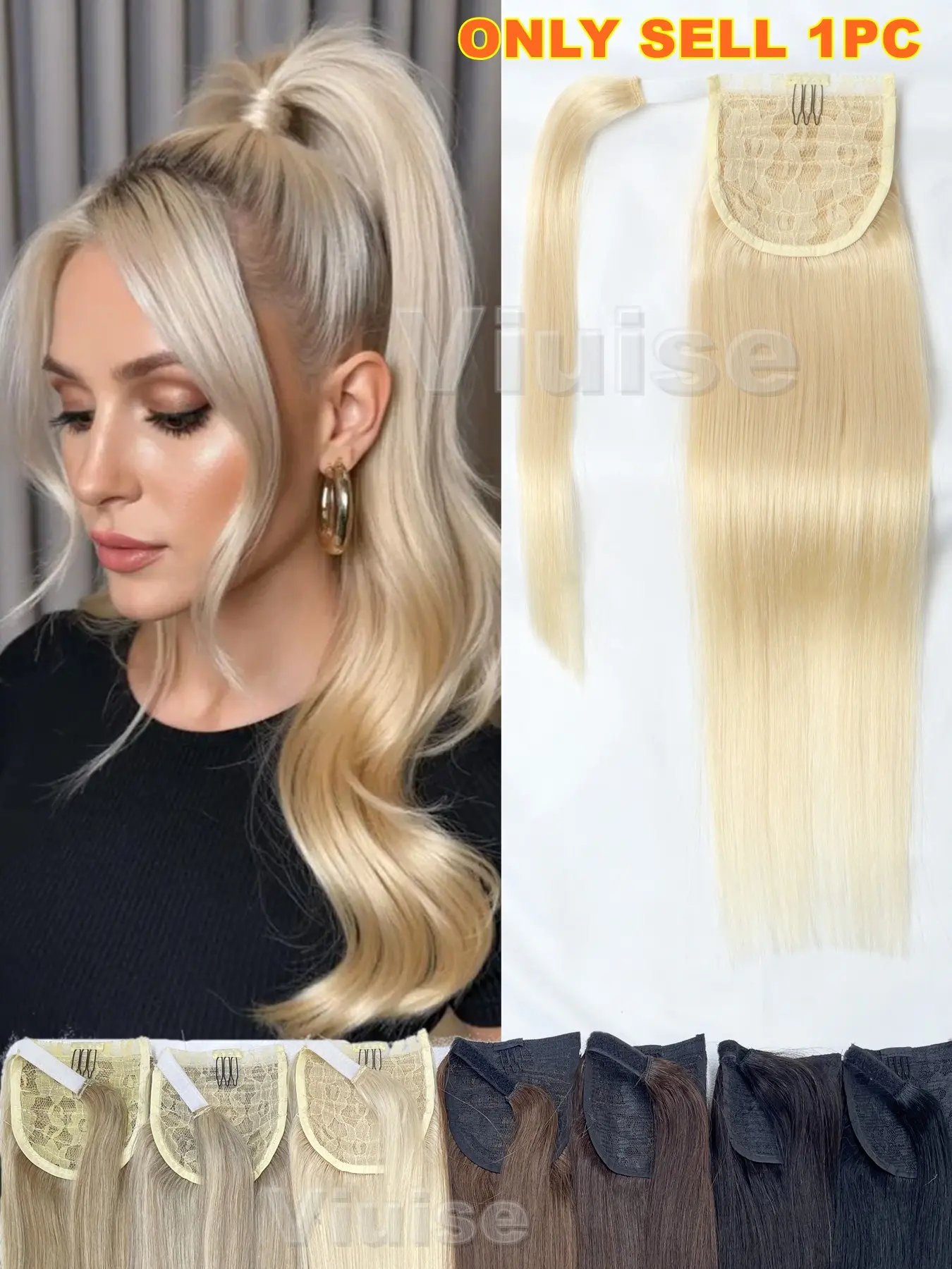 14inch-20inch Long Ponytail Human Hair Extensions,Glueless Clip In Hair Extensions,Straight Natural Hair Extensions,High Ponytail Hair Extensions,Daily Hair Ponytail Hair Add Volume,Hair Extensions Sutiable All Occasion,Black/Brown/Blonde Hair Ponytail