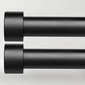 2 Pack Curtain Rods for Windows 48 to 84 Inch(4-7ft), 1 Inch Black Adjustable Heavy Duty Curtain Rod Set, Outdoor Long Drapery Rods for Patio Bedroom, Size 32"- 90"