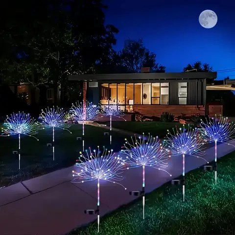 2-6 Pack Solar Garden Lights, 29 Inches 120 LED Lamp Beads Waterproof Outdoor Floor Lights with Festive Glow, Durable Safe Decor for Summer Camping Parties