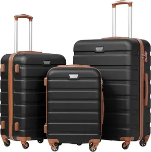 Coolife Luggage 3 Piece Set Suitcase Spinner Hardshell Lightweight TSA Lock 16in 20in 24in 28in Suitcase Luggage Set