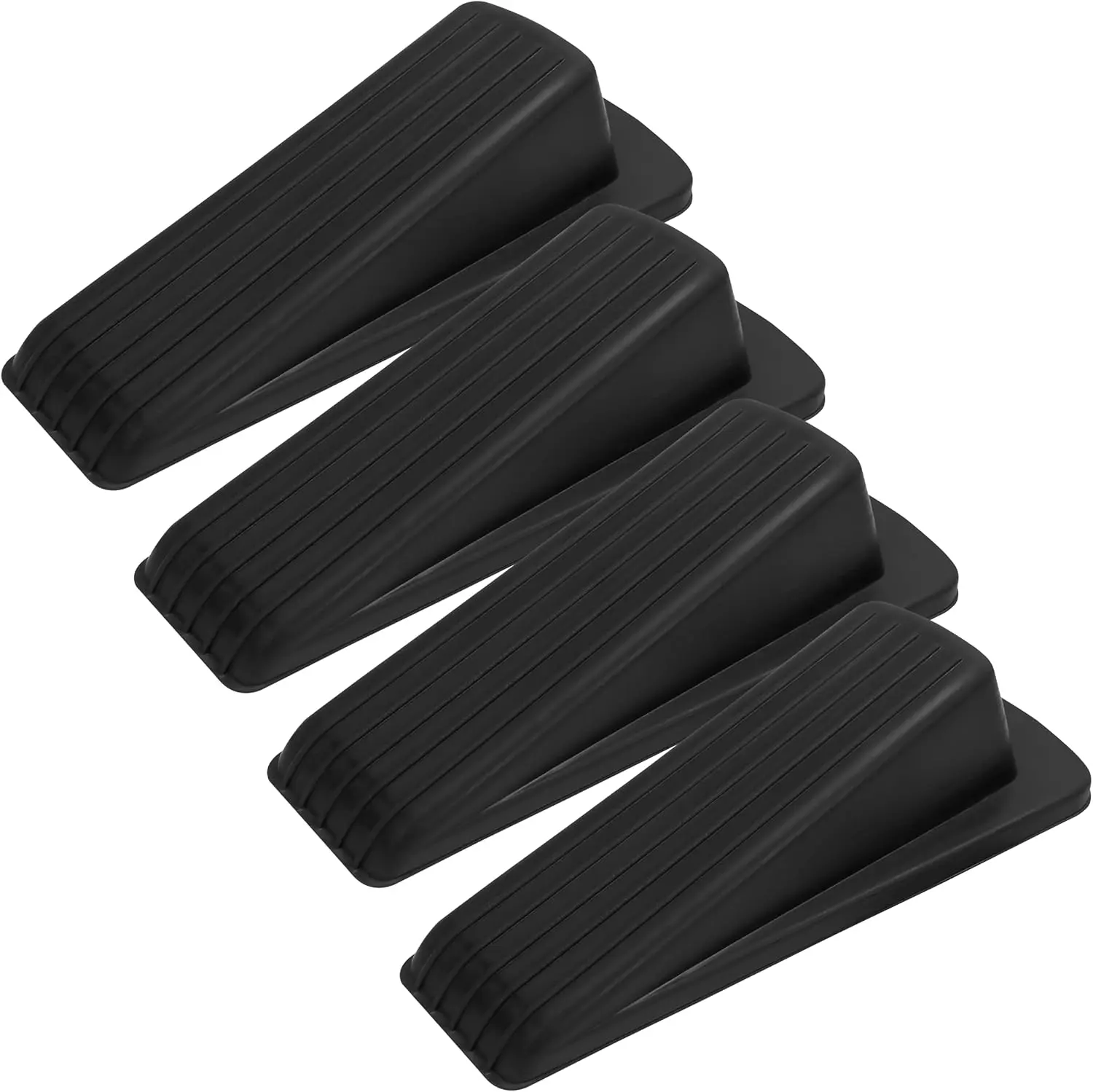 Heavy Duty Rubber Door Stopper for Residential and Commercial Use, Black, 4.8 in. x 2.2 in. x 1.3 in, 4 Pack