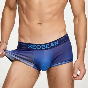 Men's Ice Silk Boxer Briefs - Athletic Sport Underwear, Low-Rise, Solid Color, Breathable, Youthful, Summer-Ready Underwear