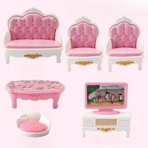 Girls Mini Playhouse Doll House Set with Living Room, Bedroom, Bathroom, and Kitchen Accessories, Imaginative Toy for Creative Role Play and Learning