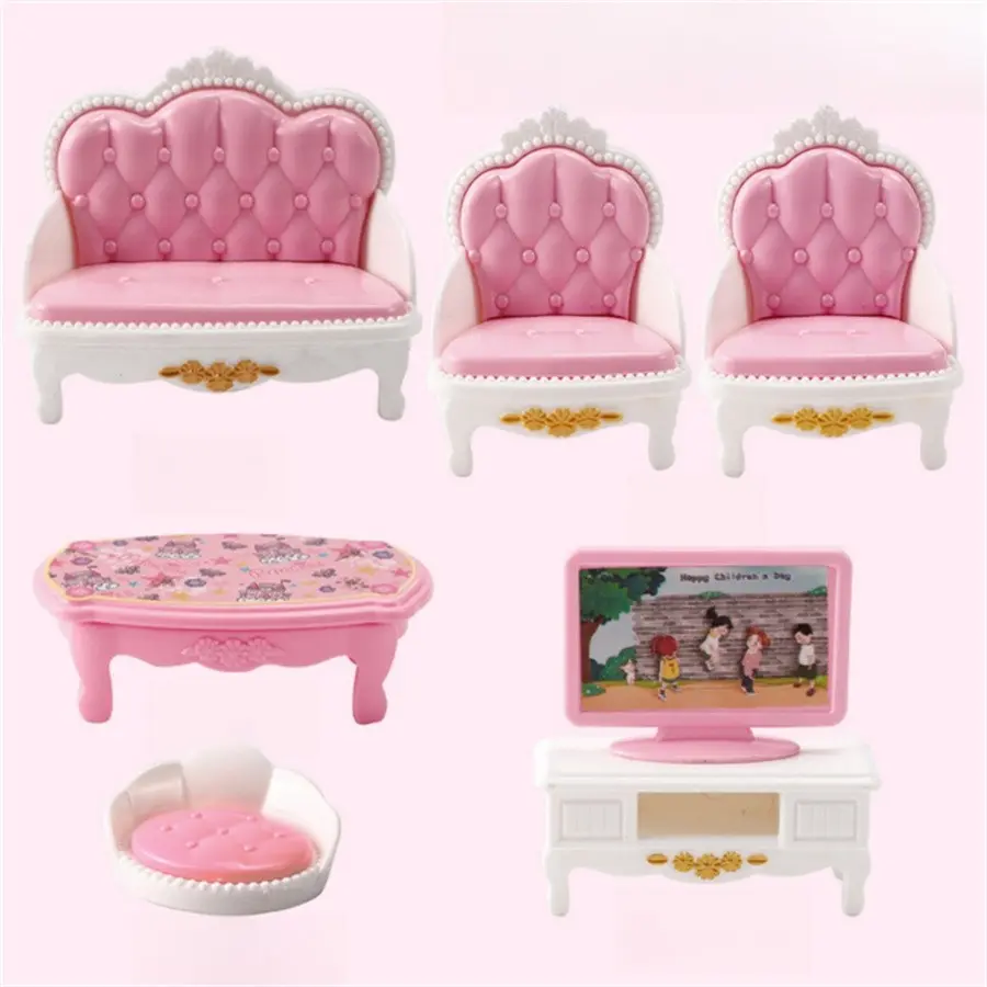 Girls Mini Playhouse Doll House Set with Living Room, Bedroom, Bathroom, and Kitchen Accessories, Imaginative Toy for Creative Role Play and Learning