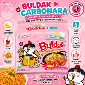 Too Spicy? Try This Creamy Korean Carbonara Ramen – Rich & Chewy (5 Pack)