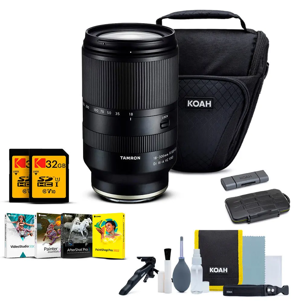 Tamron 18-300mm F/3.5-6.3 Di III-A VC VXD Lens (E-Mount) with Software Suite, Case and Accessory kit